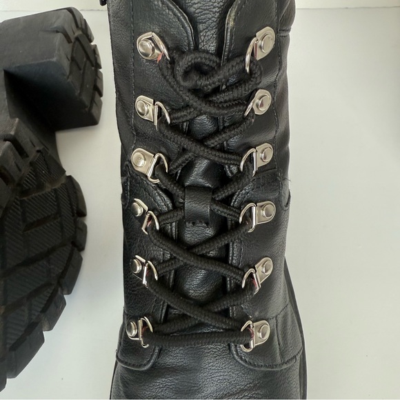 Sun & Stone Edgy Platform Chunky Block Heel Combat Moto Boots | Black | Sz 9 - Picture 9 of 14